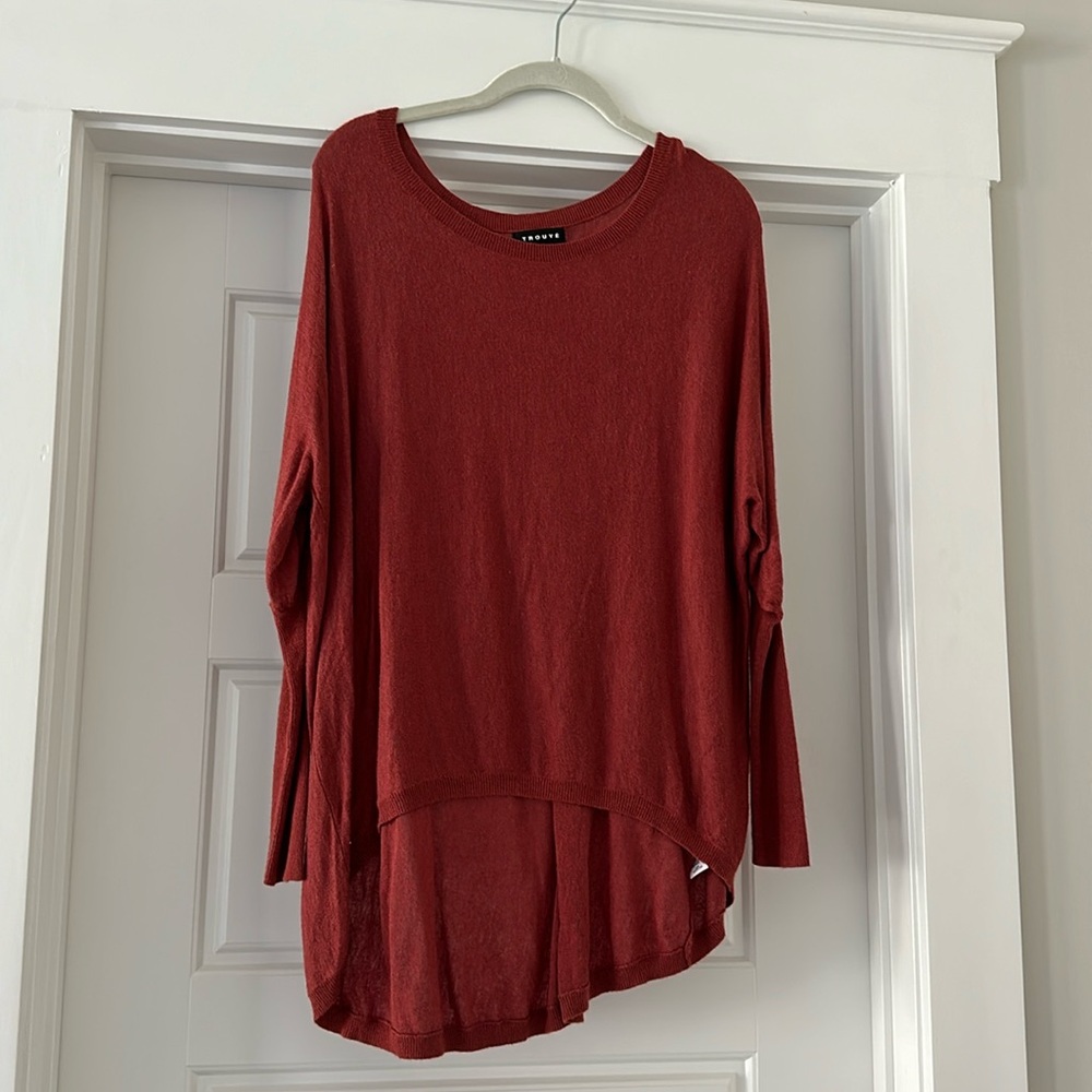 High-low rust colored sweater